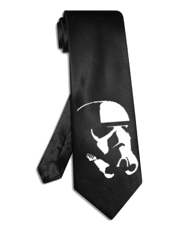 Star Wars Stormtrooper helmet necktie black satin silk tie