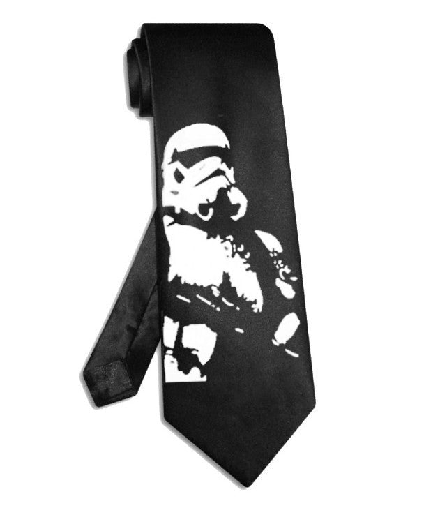 Star Wars Stormtrooper tie black satin silk necktie