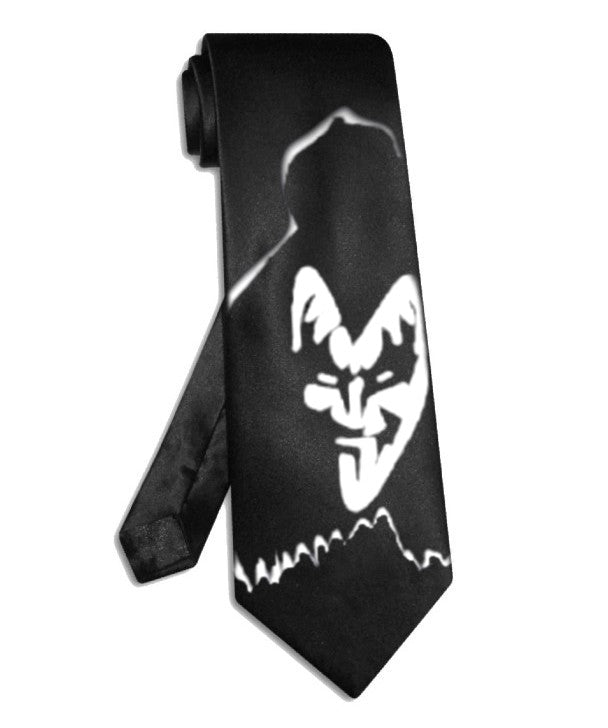 Kiss Gene Simmons tie black satin silk necktie