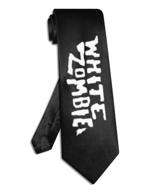 Krawatte mit dem Logo der Band White Zombie, schwarze Satinseide