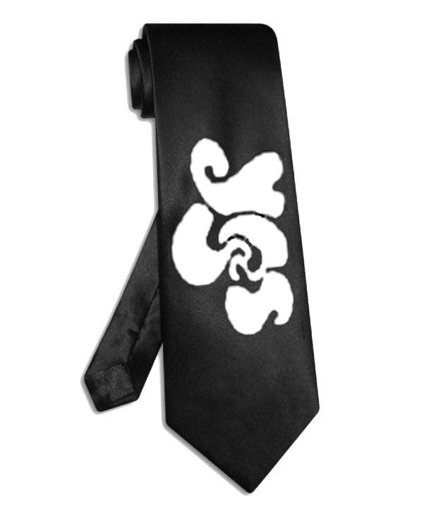 Krawatte mit Yes-Bandlogo, schwarze Satinseide