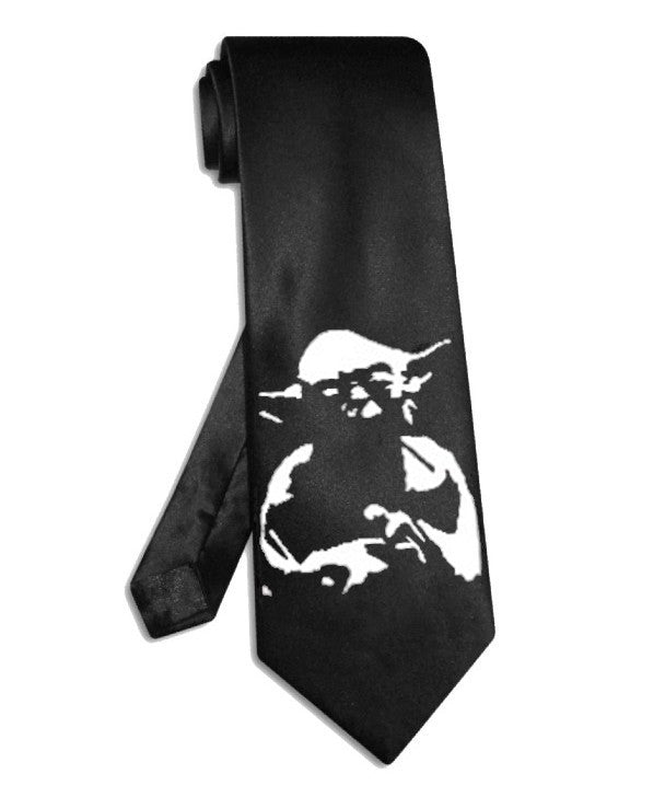 Star Wars Yoda tie black satin silk necktie